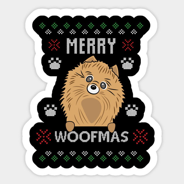 Merry Christmas Woofmas Pomeranian Dog Gift Ugly Sticker by Gufbox